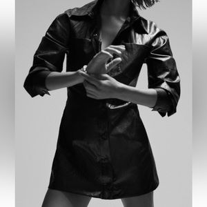 Faux leather mini dress